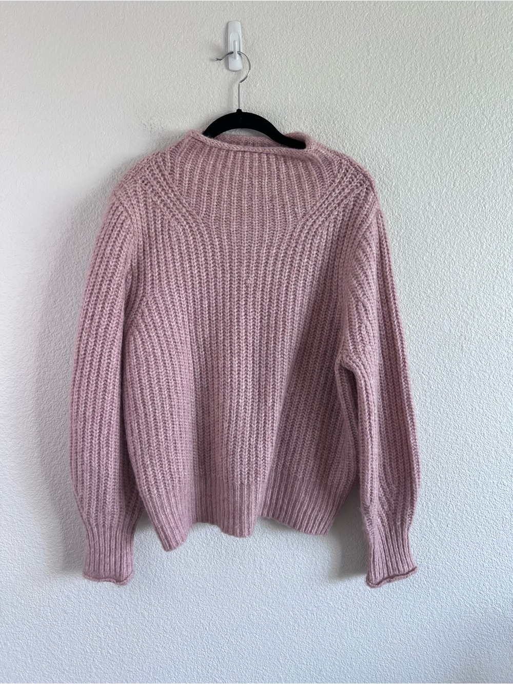 Madewell Women's Loretto Mockneck Wool Blend Sweater Blush Pink Wool Cozy - Picture 2 of 7